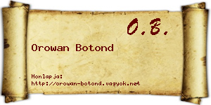 Orowan Botond névjegykártya